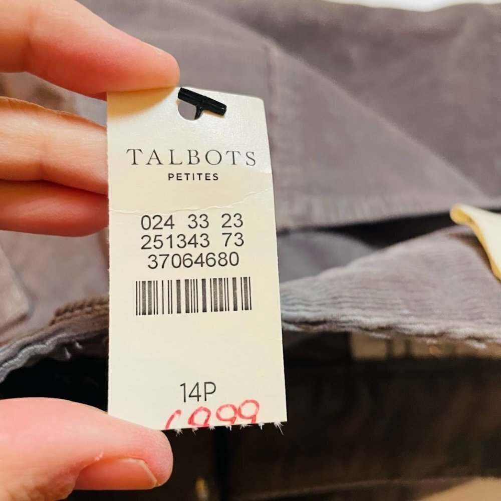 NWT Talbots Pant Trouser Corduroy Heritage Straight Leg Taupe Brown Petite Class - Picture 9 of 14
